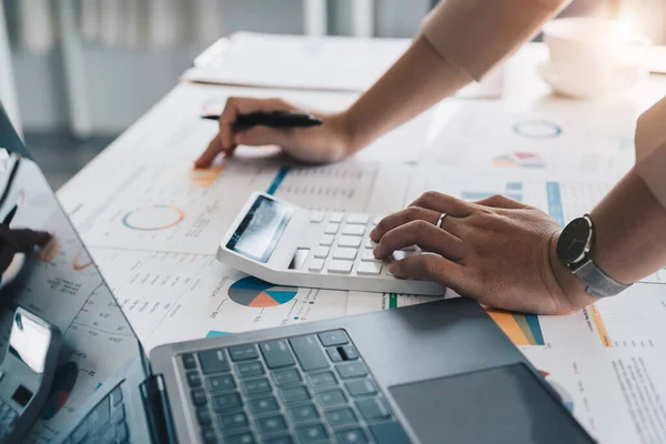 Accountant Using Calculator Office Businessman Working Home Finance Accounting Concept — Stock Photo, Image