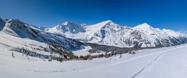 Panorama zasněžené alpské krajiny, Rauris, Salzburger Land, Rakousko — Stock fotografie