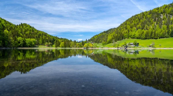 Пейзаж Отраженный Идиллическом Hintersteiner See Тироле Австрия Европа — стоковое фото