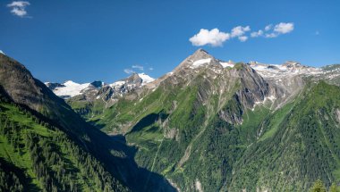 Somer, Hohe Tauern, Kaprun, Salzburger Land, Avusturya, Avrupa 'daki Kitzsteinhorn' un güzel manzarası