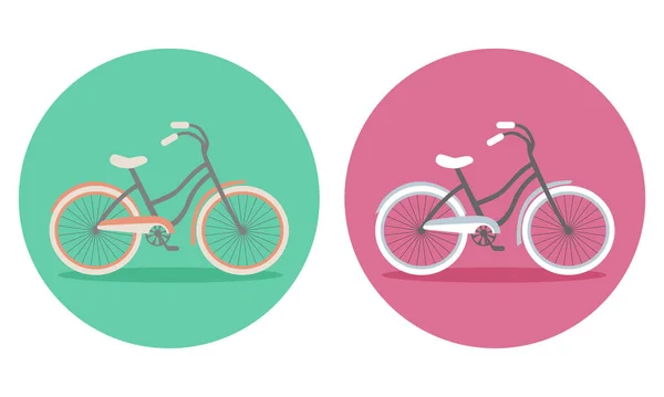 Σύνολο Από Κλασικό Ποδήλατο Πόλης Οικολογικά Σπορ Μεταφορών Ποδήλατο Πλευρά — Διανυσματικό Αρχείο
