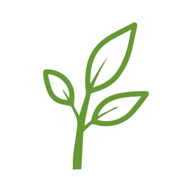 Bir dalda yeşil yaprakların ekolojik logo elementinin vektörü.