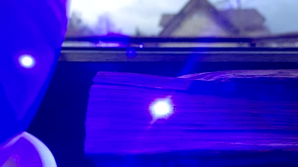 Puntatore Laser Potente Laser Blu Grado Bruciare Carta Lasciare Ustioni — Video Stock