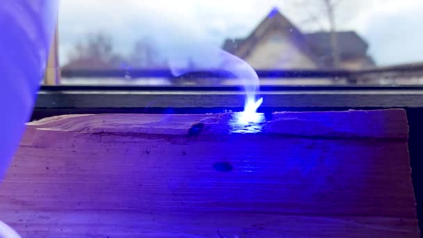 Powerful Laser Pointer Blue Laser Capable Burning Paper Leaving Burns — Stockvideo