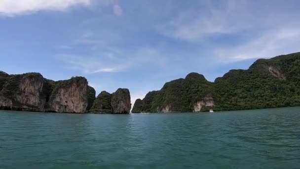 Islands Phang Nga Bay Clear Day View Sea Overview — Video Stock