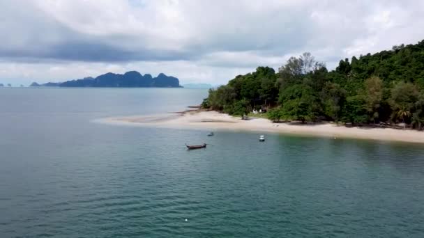 Isola Tropicale Thailandia Banco Sabbia Sulla Costa Vista Drone — Video Stock