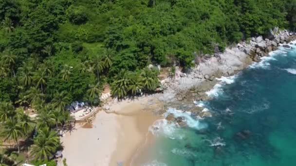 Dense Jungle Coast Tropical Island Sandy Beach View — Stock videók