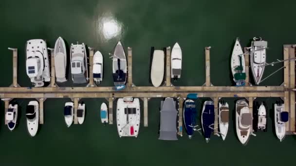 Barcos Motor Iates Motor Catamarãs Vela Marina Iate Vista Cima — Vídeo de Stock