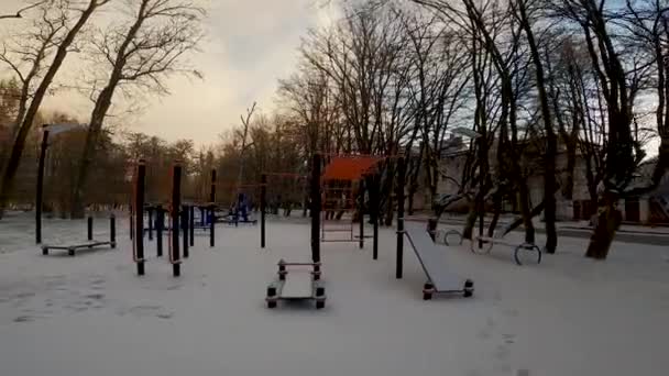 Outdoor Sports Area Park Winter — Stockvideo