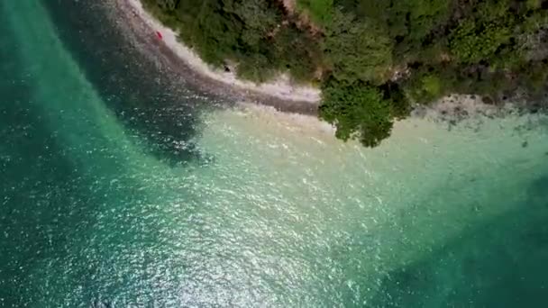 Písečné Břehy Tropického Ostrova Pohled Výšky Dron Sestupuje Dolů — Stock video