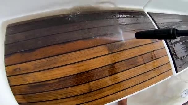 Koltuk Temizliği Tekne Meşe Ağacı Temizliği Tekne Meşesi Temizliği Basınçlı — Stok video