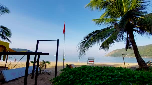 Vroeg Ochtend Bij Strandwacht Strandwacht Een Tropisch Strand Azië — Stockvideo