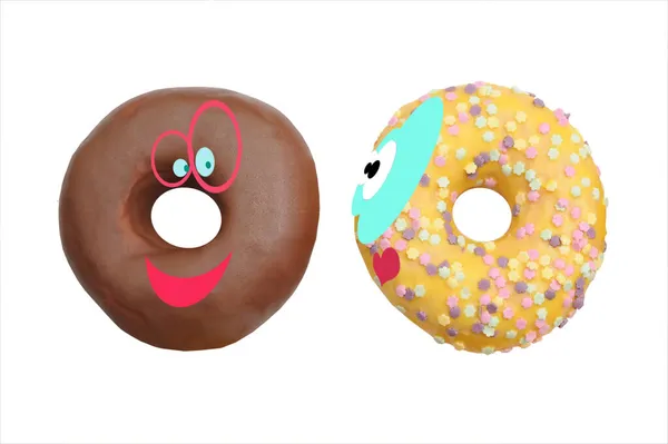 Foto Ilustración Donuts Como Pareja Enamorada — Foto de Stock