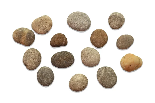 Various Forms River Gravel Pebbles Isolated White Background — Fotografia de Stock