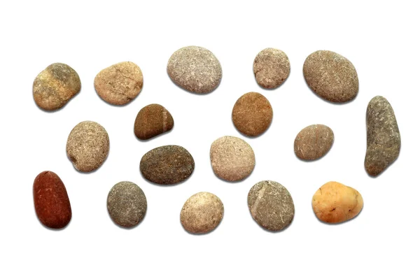 Various Shapes Colors River Gravel White Background — Fotografia de Stock