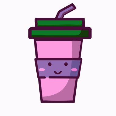 Komik Çizgi Film Karakteri. Şirin bir bardak soda. Renkli Vektör İllüstrasyonu