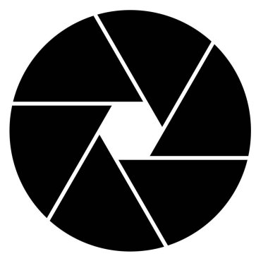 Kamera objektif simge sembolü, basit düz sembol. Beyaz arkaplanda mükemmel siyah resim çizimi