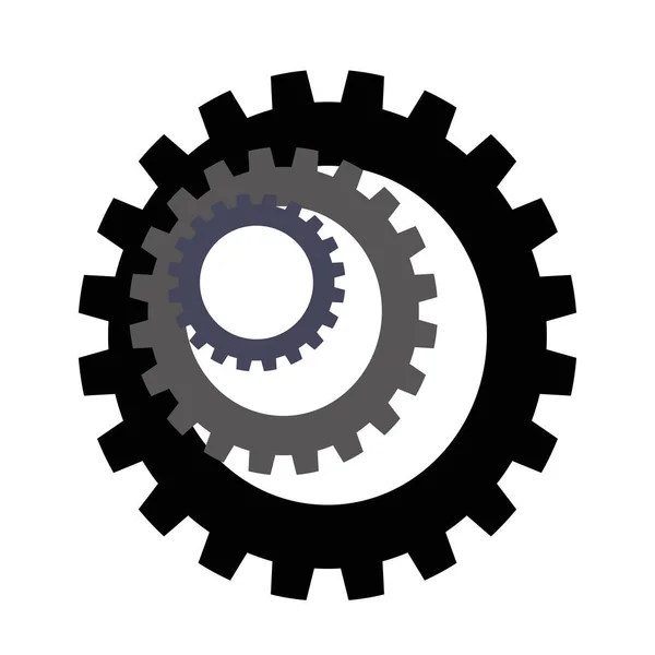 Gear or cogwheel on isolated white background. Thoothed wheel in black and dimensional optic. — Stock Vector