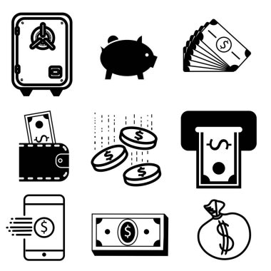 Beyaz üzerine soyut vektör simgeleri, grafik ve web tasarımı için izole edilmiş çizimler. Basit düz sembol. Beyaz arkaplanda mükemmel siyah resim çizimi.