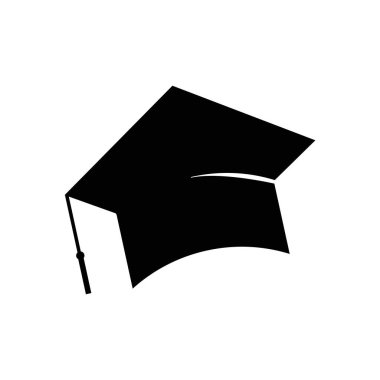 Kare akademik mezuniyet şapkası ikonu. Gölge silueti sembolünü bırak. Öğrenci şapkası. Boşluk yok. Vektör izole illüstrasyonu
