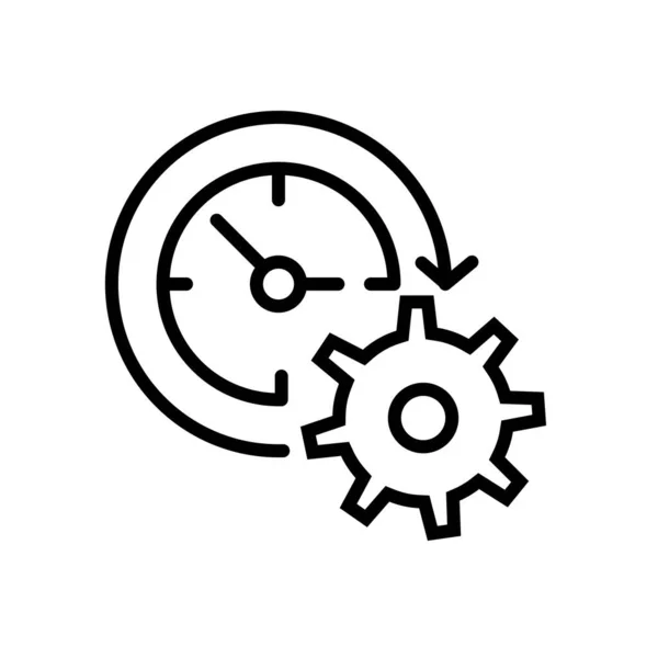 Engranaje con el icono de línea de señal de reprocesamiento de reloj. Actualización, ciclo, flecha. Tratamiento, concepto de renovación. — Vector de stock