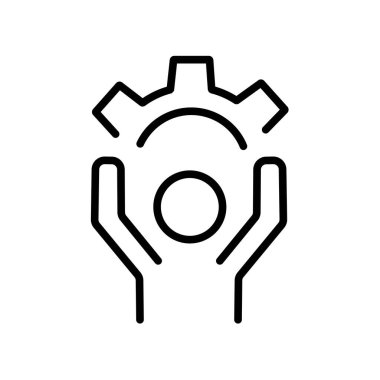 Vites tekeri çalışması simgesi. Beyaz arkaplanda izole edilmiş web tasarımı için ana dişli tekerlek çabası vektör simgesi