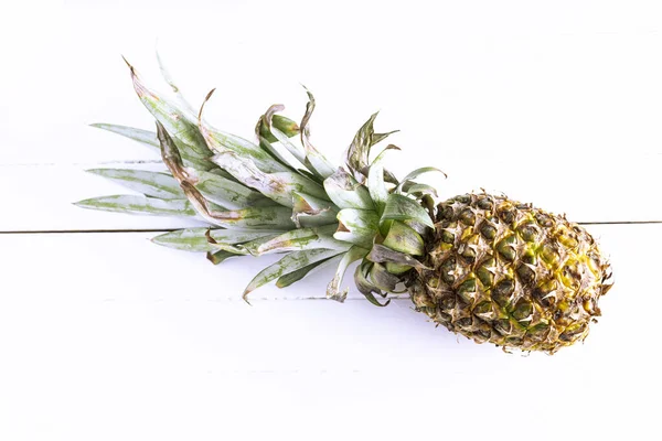 Pedaço Abacaxi Sobre Fundo Branco Fotografia Frutas Tropicais Com Espaço — Fotografia de Stock