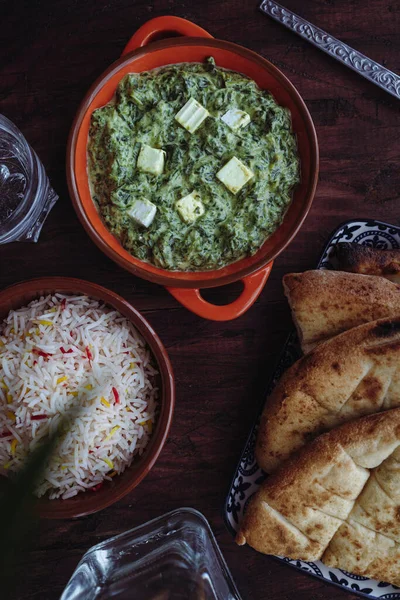 Palak Paneer Ein Beliebtes Vegetarisches Gericht Der Indischen Küche Mit — Stockfoto