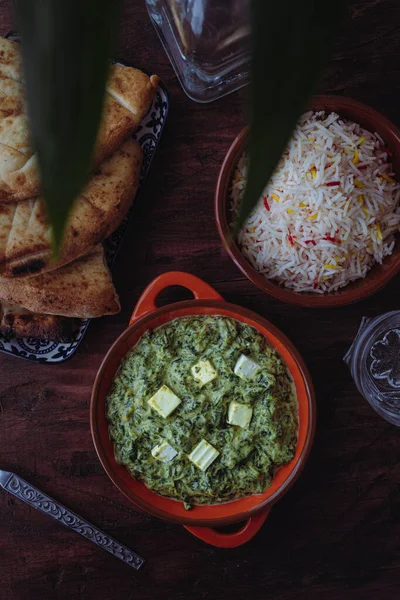Palak Paneer Ein Beliebtes Vegetarisches Gericht Der Indischen Küche Mit — Stockfoto