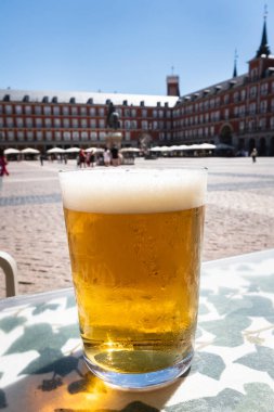 Arches of the Plaza Mayor in Madrid in Spain. Tourist place in the center of Madrid