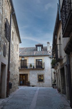 Pedraza sokakları, Segovia, Castilla y Len, İspanya. Pedraza, ortaçağ duvarlı kasabası