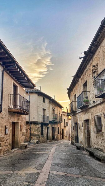 Streets of Pedraza in Segovia, Castilla y Len, Spain. Pedraza, medieval walled town