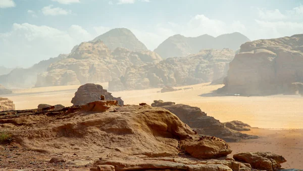 Чудові Гірські Краєвиди Пустелі Ваді Рам Йорданія — стокове фото