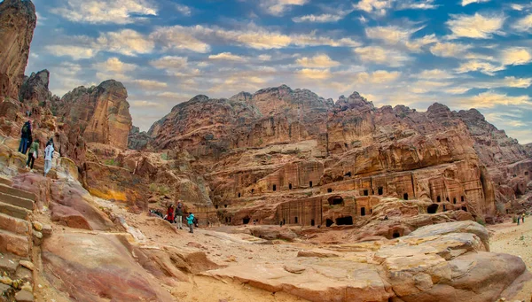 Petra Jordania Visitada Por Muchos Turistas Considerada Una Maravilla Del — Foto de Stock