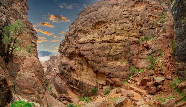 Uma Das Maravilhas Mundo Petra Jordan Uma Terra Espetacular Não — Fotografia de Stock
