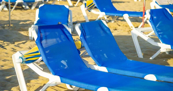 Parasols Beach Puerto Rico Gran Canaria Yellow Sand Blue Texture Imágenes De Stock Sin Royalties Gratis