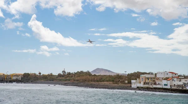 Plane Taking Ojos Garza Beach Canary Island — Stock Photo, Image