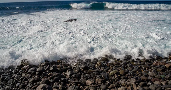 Atlantic Ocean Shore East Side Canary Island Volcanic Rock Pebbles —  Fotos de Stock