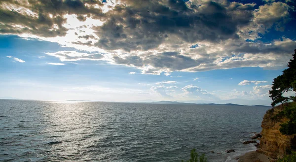 Paisagem Mar Trácia Norte Província Grega Macedônia Com Céu Dramático — Fotografia de Stock