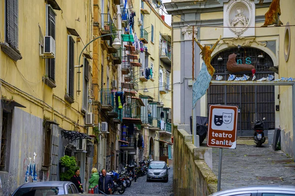Abril 2022 Nápoles Itália Tráfego Pesado Nas Ruas Cidade Com — Fotografia de Stock