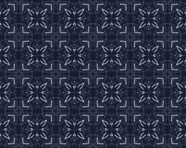 Navy Old Texture Pen Grain Embroidery Blue Floral Batik Endless — Stockfoto