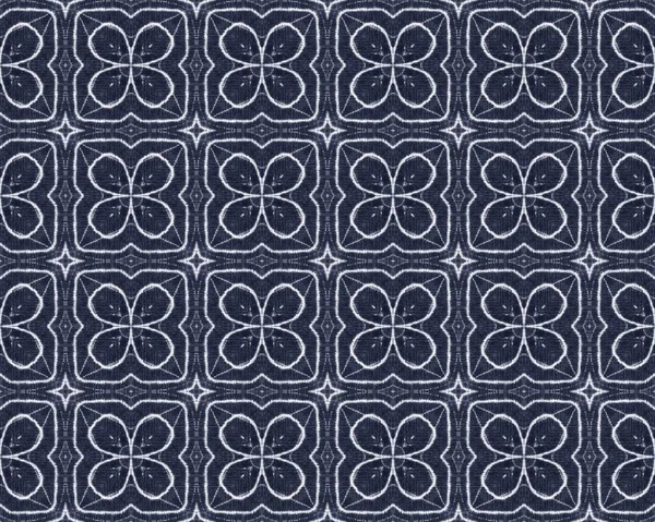海軍インクパターン アメリカン プリント テクスチャ デニム幾何学ガラス ブルー イースタン バティック 古典的なイカット表面 古い布の背景 — ストック写真