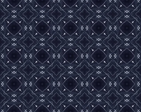 Blue Pen Pattern Navy Geometric Print White Ink Textile Ornate — Fotografia de Stock