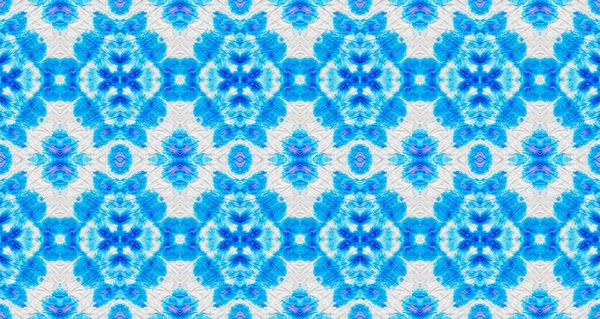 Seamless Watercolour Carpet Pattern Blue Color Geometric Batik Red Colour — Stockfoto
