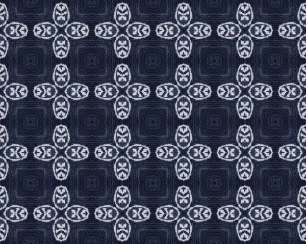 海軍ペンパターン 古い工芸刺繍 青いシームレスな床 エレガントなイカットキャンバス 伝統的なバティックのテクスチャ デニムペン面 布ブルーデザインテクスチャ アフリカの壁だ アメリカ幾何学 Print — ストック写真