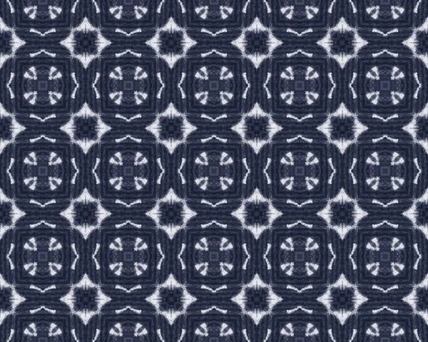 Denim Ink Pattern Rough Blue Flower Texture White Geometric Paint — Foto Stock