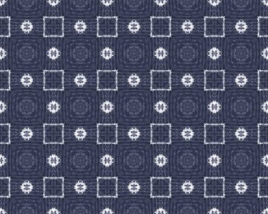 Donanma Kalem Düzeni. Kumaş Hattı Yüzeyi. Mürekkep Bezi Arkaplanı. Beyaz mürekkep çiziği. Hint baskı dokusu. Çizgi Kadim Duvarı. Craft Blue Flower Doku. Mavi Geometrik Yazdırma. Grainy Scribble Batik