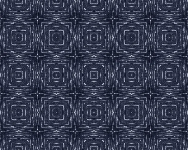 Textura Pluma Azul Patrón Flores Línea Tela Ancient Ikat Sketch —  Fotos de Stock