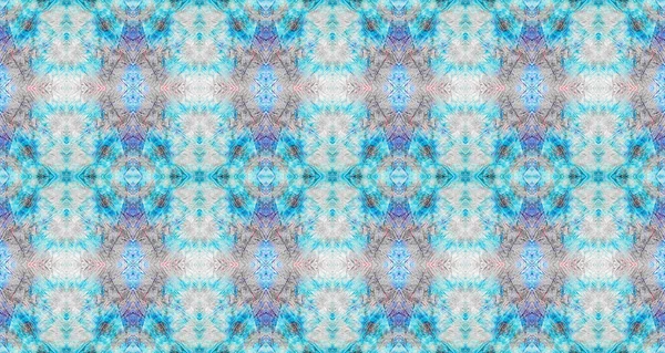 Cor Água Têxtil Geométrico Batik Boêmio Cor Azul Pincel Geométrico — Fotografia de Stock