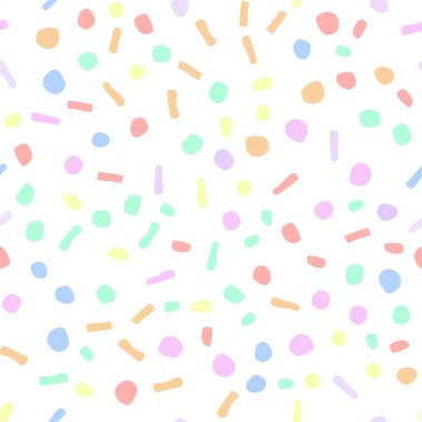 Gökkuşağı konfetisi kusursuz desenli vektör resimleme arkaplanı 